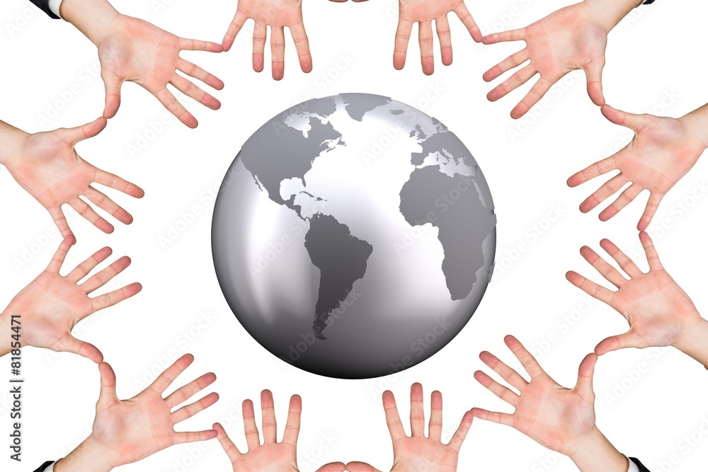 Poster composite image of circle of hands