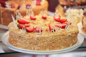 A napoleon cake with strawberry