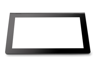 Black tablet computer with blank screen