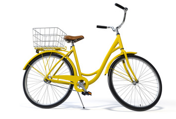 Geel vintage stijl fiets zijaanzicht