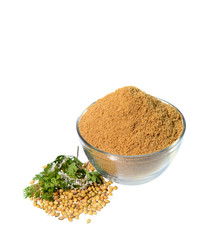 Coriander seeds, Fresh Coriander and Powdered coriander