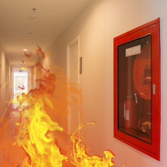 Indoor fire broke out burning in the building. © napatta