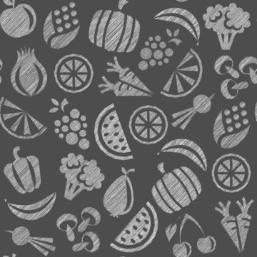 Hintergrund Muster nahtlos Gemüse und Obst vegan vegetarisch Vektor
