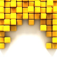 3d illustration of yellow cubes
