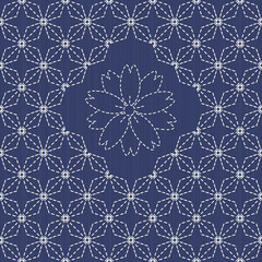 Traditional Japanese Embroidery Ornament with rhombs and sakura