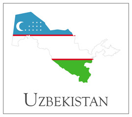 Uzbekistan flag map