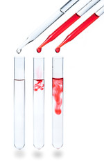 liquid dripping from pipette into test tube isolated