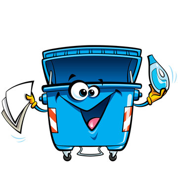 recommend clip art: Happy face cartoon recycle trash bin anthropomorphic character r