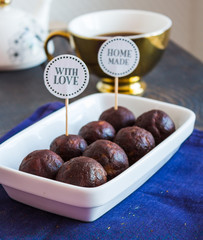 sweet chocolates truffles, hand made, dessert