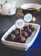 sweet chocolates truffles, hand made, dessert