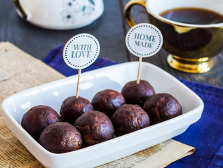 sweet chocolates truffles, hand made, dessert