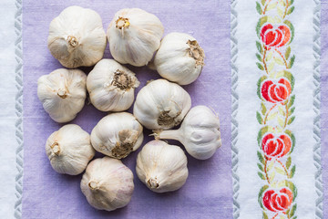 Organic garlic, clean eating concept