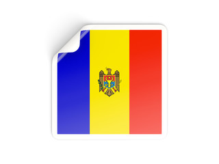 Square sticker with flag of moldova