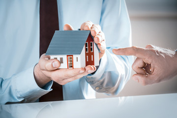 Finger Pointing Miniature House Hold by Agent