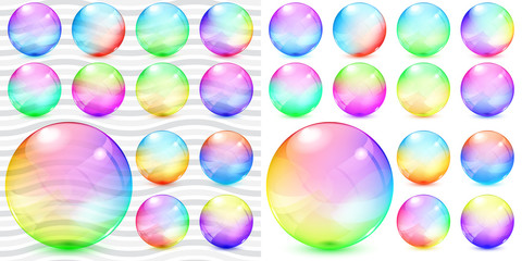 Colorful transparent and opaque glass spheres