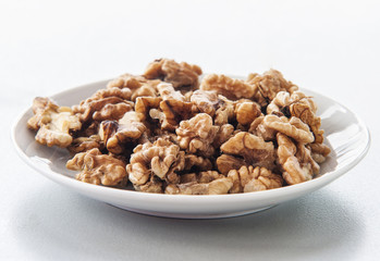 Walnuts isolated on white background. close up