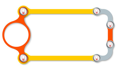 Colored frame with screws and bulb icons