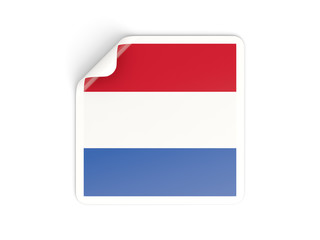 Square sticker with flag of netherl