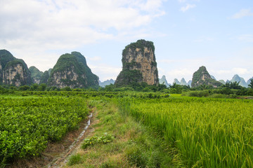 Fototapeta na wymiar Karst mountains landscape in southern china