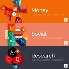 Flat design paper infographic banner set