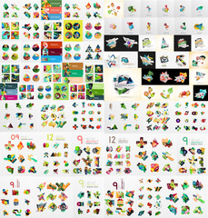 Super mega set of abstract geometric paper graphic layouts