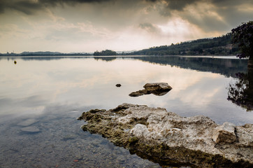 Moody clouds over the lake