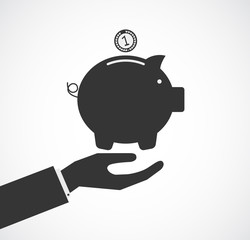 hand support piggy bank concept business