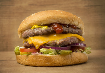 Hamburguesa con mostaza y ketchup