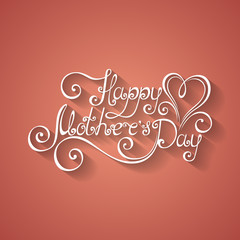 Vector Happy Mothers's Day Inscription with Heart