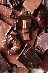 Set of chocolate, closeup