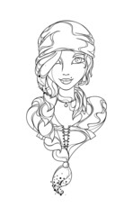 Funny vector girl pirate painted black lines