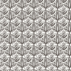 Vector seamless hand-drawn floral pattern