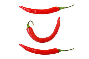 red hot chili peppers isolated on white background