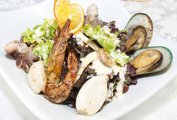 salad with vegetables and seafood