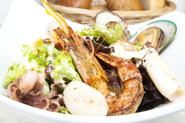 salad with vegetables and seafood