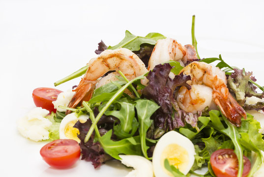salad greens and shrimp