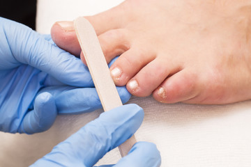 process of pedicure at beauty salon job