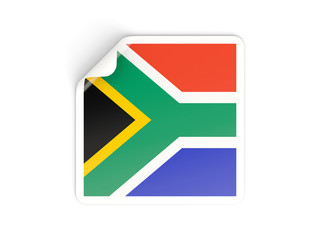 Square sticker with flag of south africa
