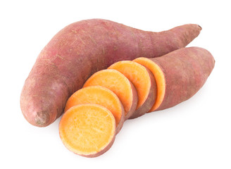 sweet potatoes isolated on white background
