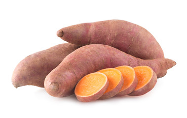 sweet potatoes isolated on white background
