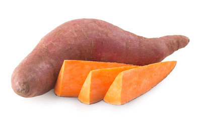 sweet potatoes isolated on white background