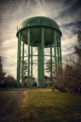 Old Style Green Water Tower