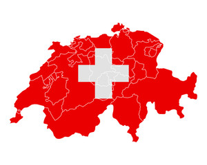 Karte und Fahne der Schweiz