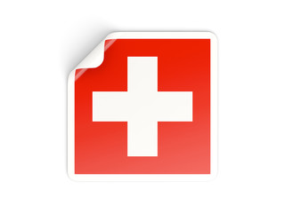 Obraz premium Square sticker with flag of switzerland