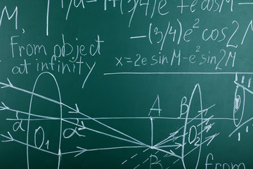 Maths formulas on chalkboard background