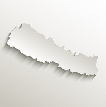 Nepal map card paper 3D natural vector