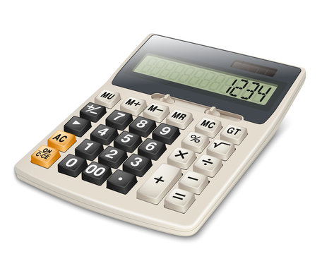 Electronic calculator isolated on white background