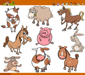 farm animals set cartoon illustration