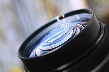 Lens of camera, closeup