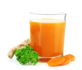 Glass of healthy fresh juice, isolated on white